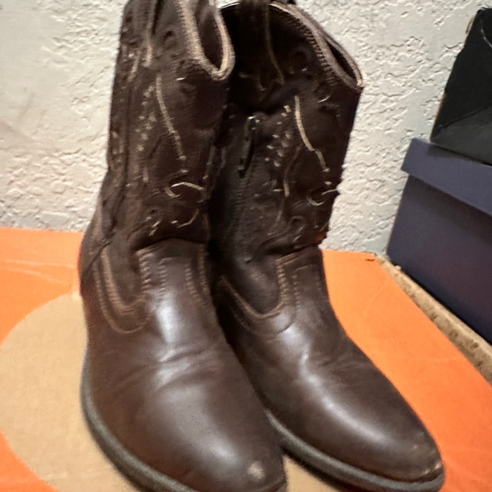 Girls Frye Brown Cowboy Western Boots